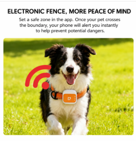 Dreamee 4G GPS Pet Tracker Collar with electronic geo-fence feature – get instant alerts when your pet crosses the safe zone boundary