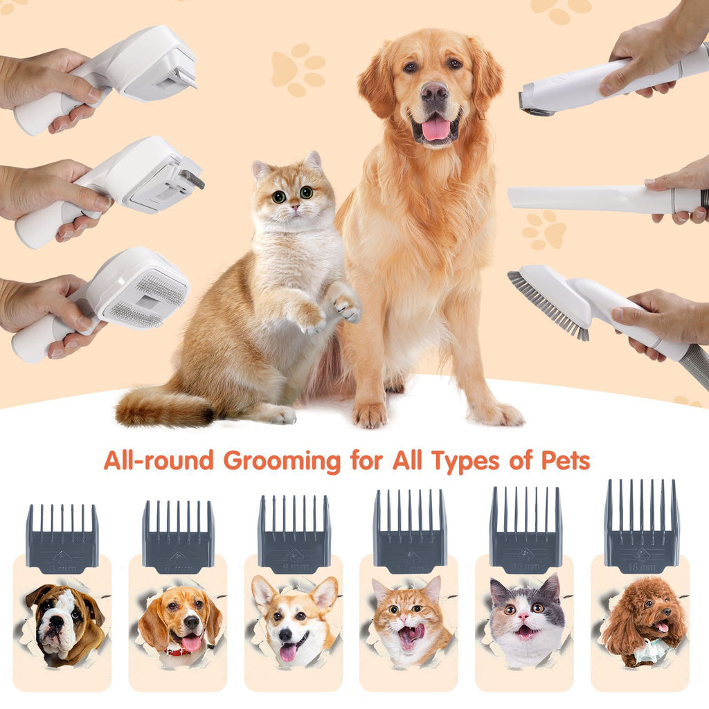 Dreamee 7-in-1 Pet Grooming Vacuum Kit – Low Noise Dog & Cat Hair Clipper, Deshedding Brush & Powerful 2.5L Pet Hair Collector