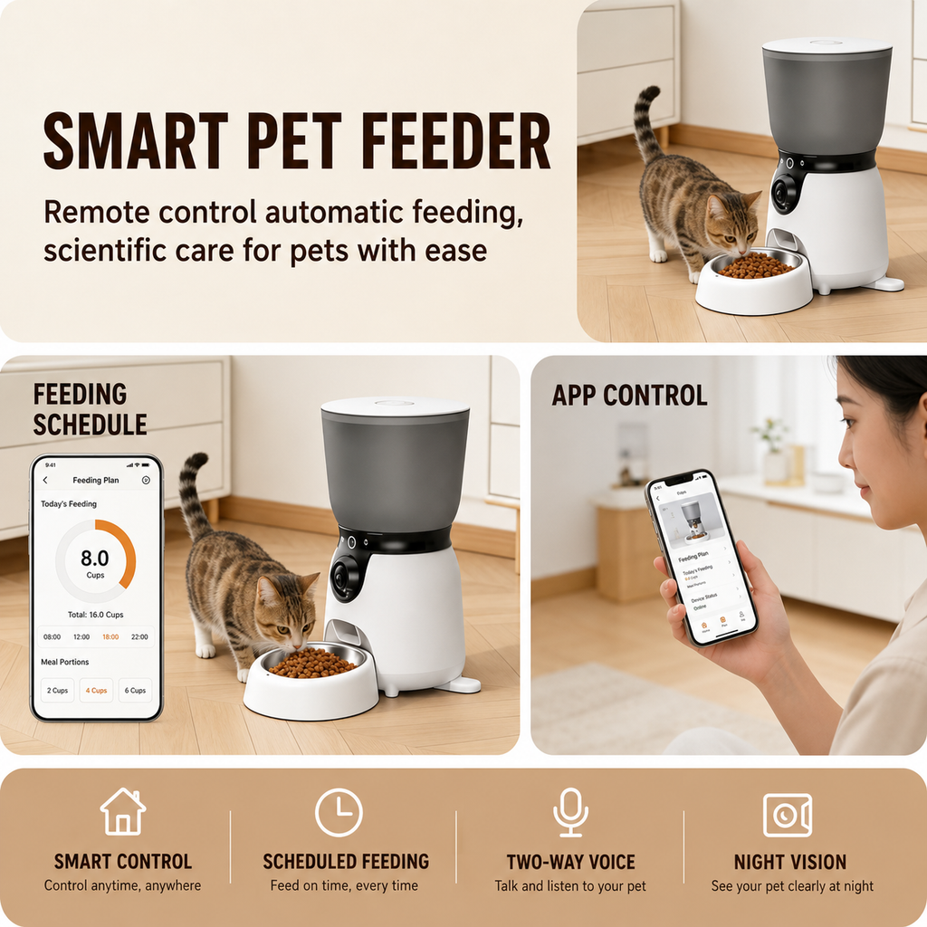 Smart Pet Feeder with Camera & App Control | Automatic WiFi Cat & Dog Feeder