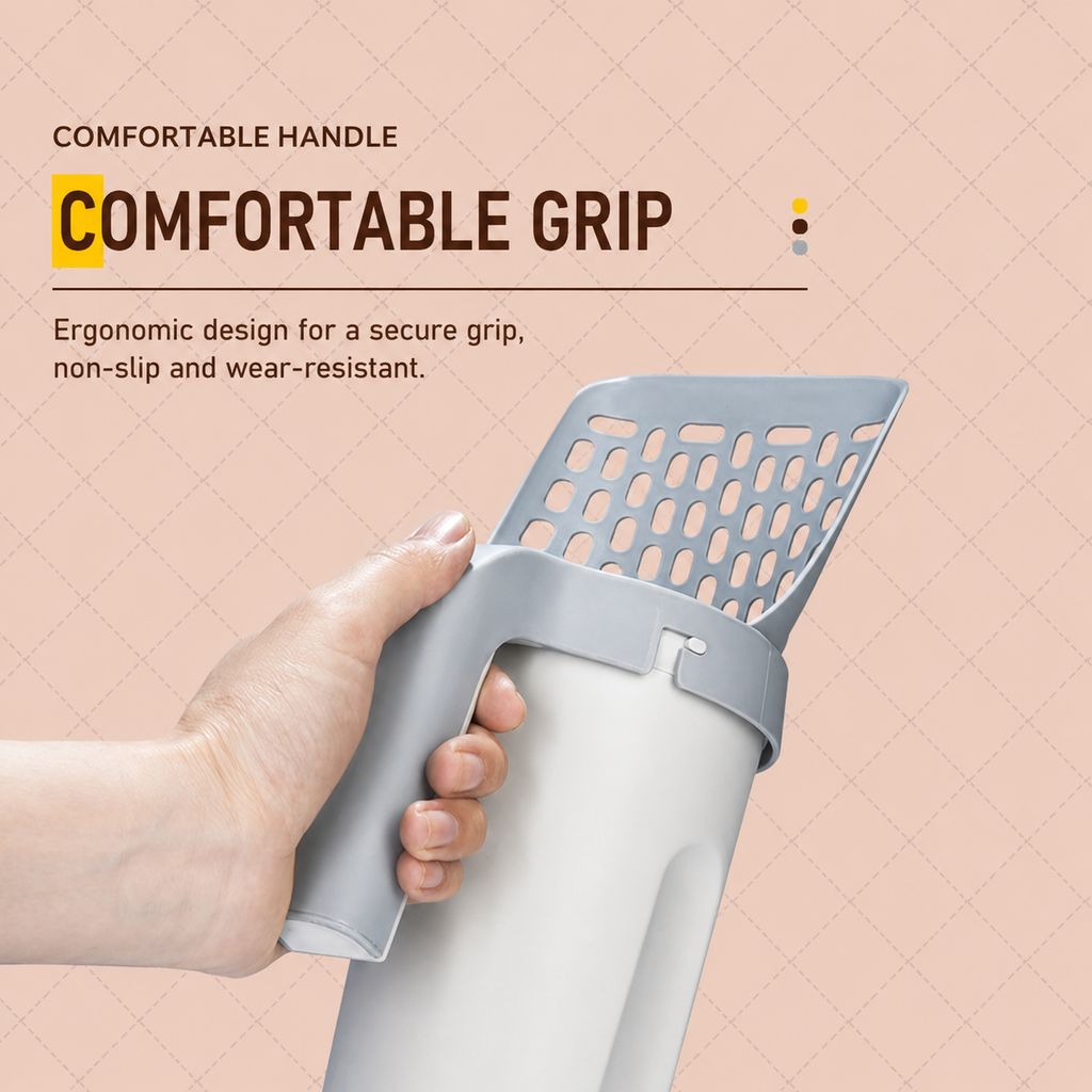 All-in-One Cat Litter Scoop with Built-in Bin