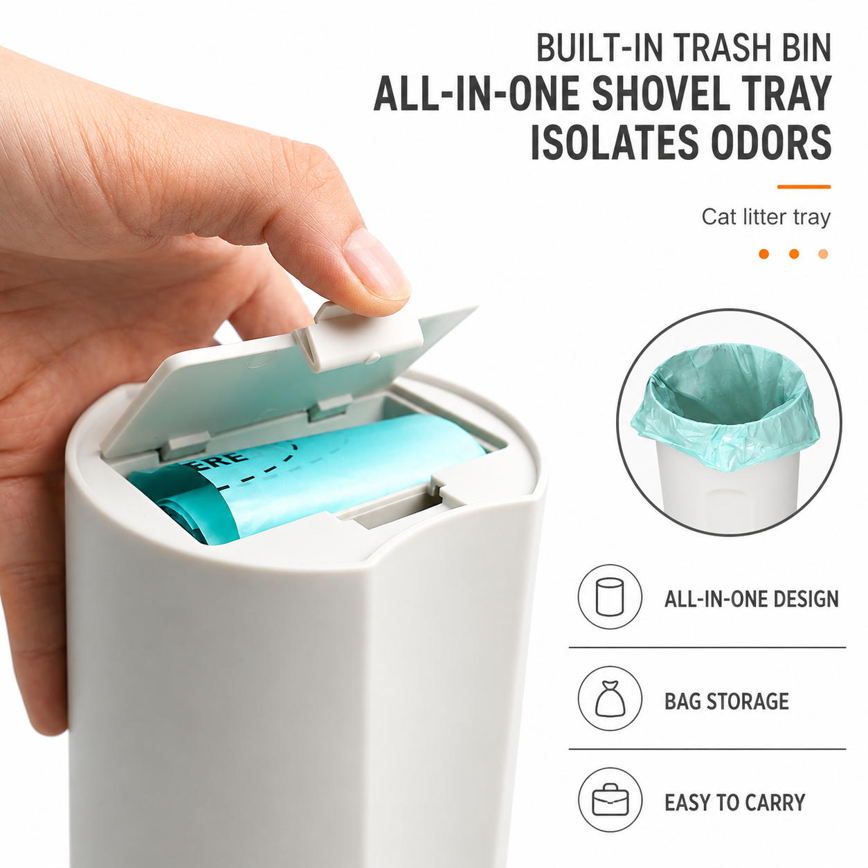 All-in-One Cat Litter Scoop with Built-in Bin